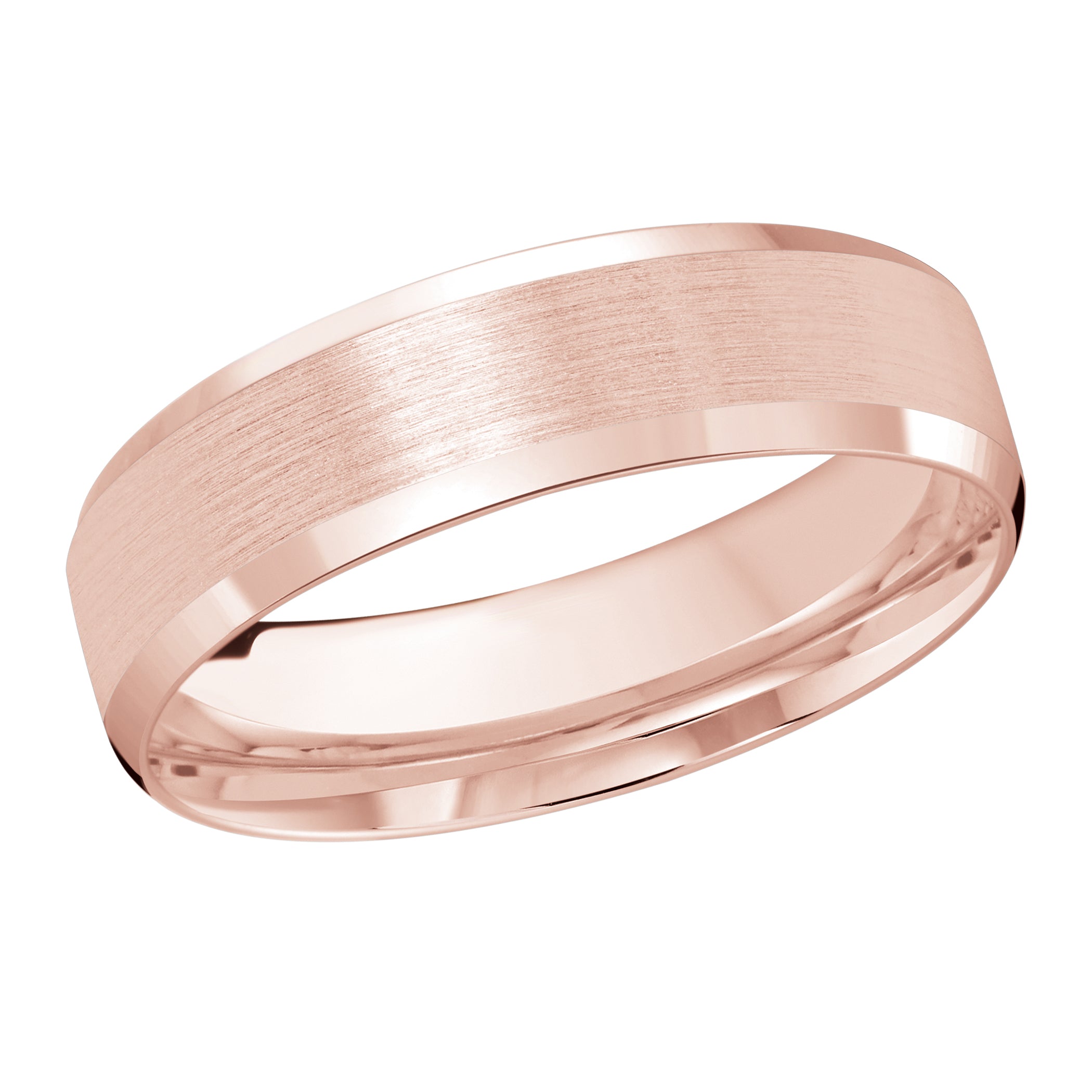 6mm Rose-Tone Satin Beveled-Edge Wedding Band