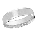 6mm 18K White Gold Satin Beveled-Edge Wedding Band