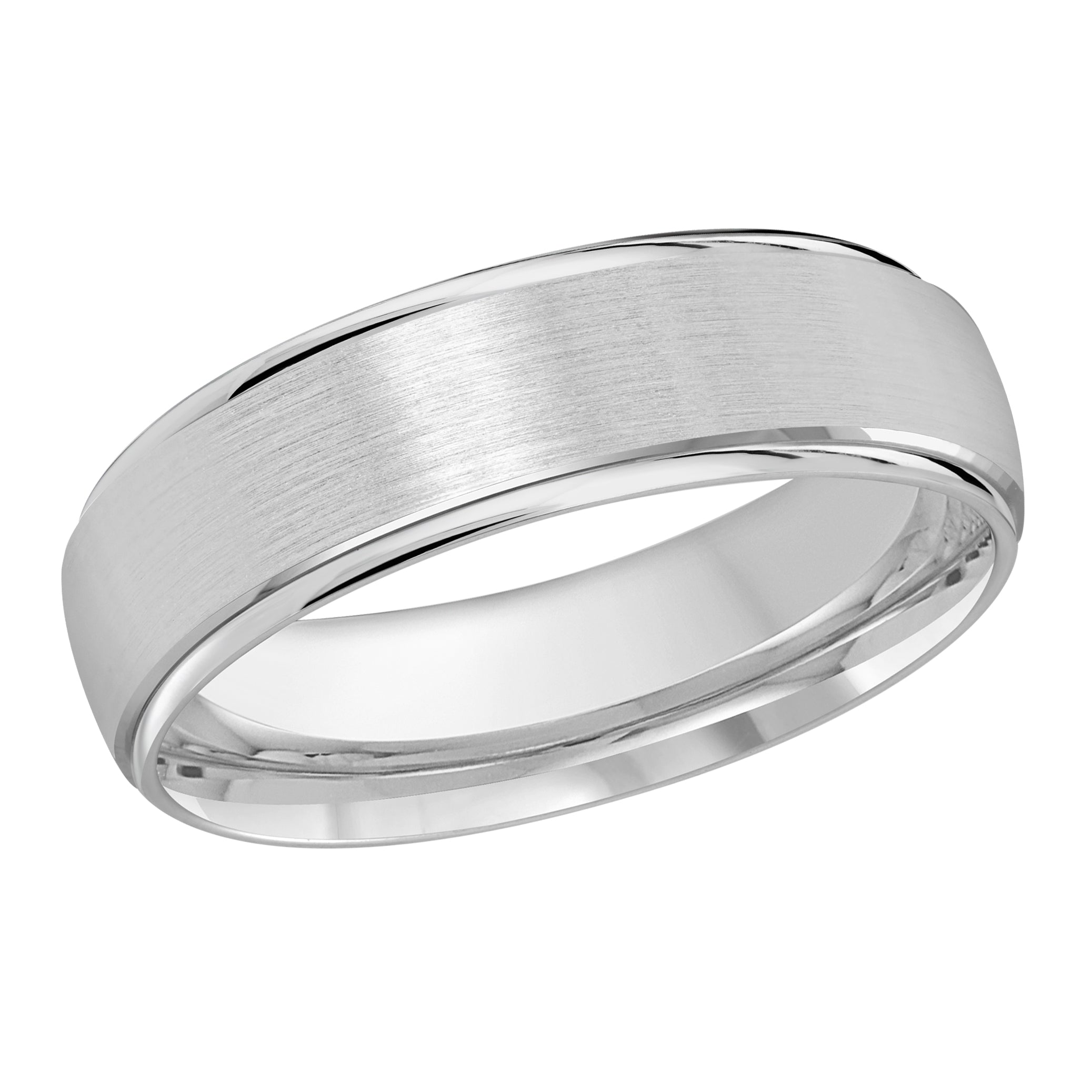 6mm 14K White Gold Satin Fine-Edge Wedding Band