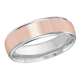 6mm White and Rose Two-Tone Satin Fine-Edge Wedding Band