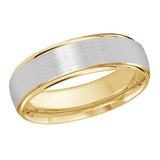 6mm 18K Yellow and White Gold Satin Fine-Edge Wedding Band