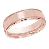 6mm 14K Rose Gold Satin Beaded-Edge Wedding Band