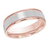 6mm Rose and White Two-Tone Satin Beaded-Edge Wedding Band