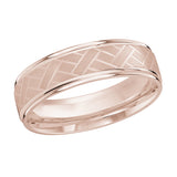 6mm 18K Rose Gold Crosshatch Pattern Wedding Band