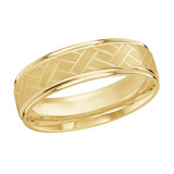 6mm 10K Yellow Gold Crosshatch Pattern Wedding Band