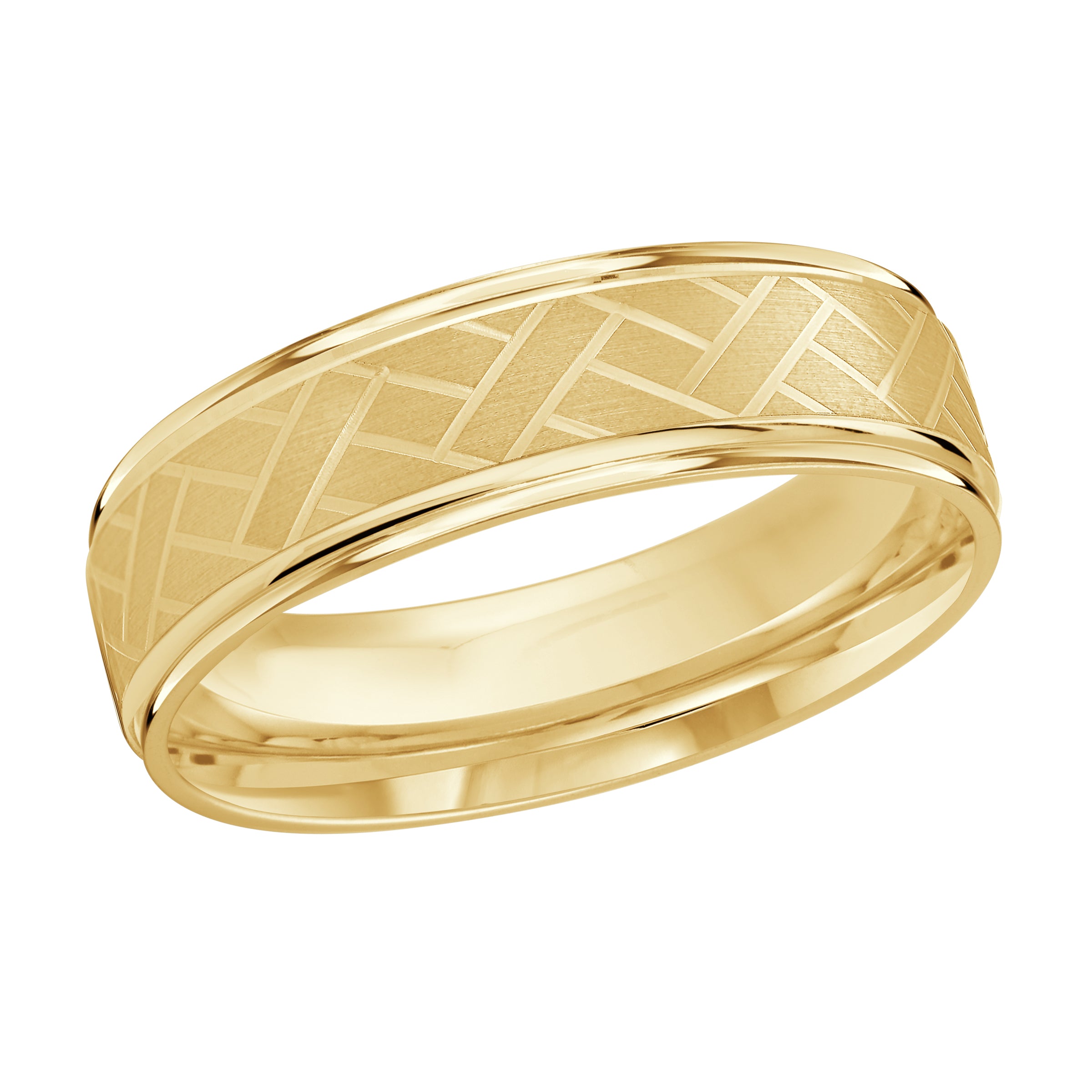 6mm 10K Yellow Gold Crosshatch Pattern Wedding Band