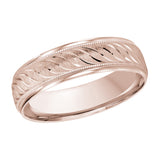 6mm Rose-Tone Leaf-Pattern Wedding Band