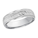 6mm 10K White Gold Leaf-Pattern Wedding Band