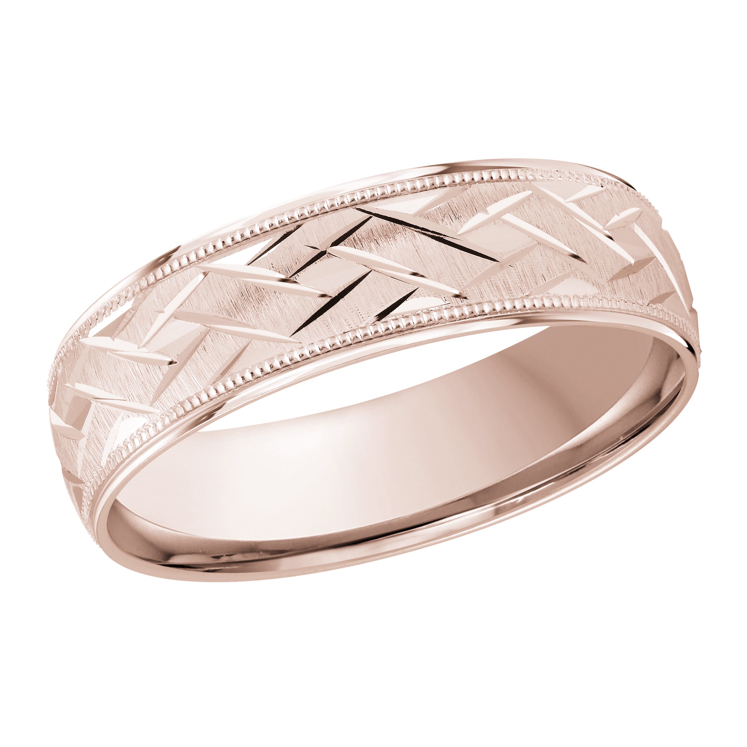 6mm 14K Rose Gold Interlaced Pattern Wedding Band