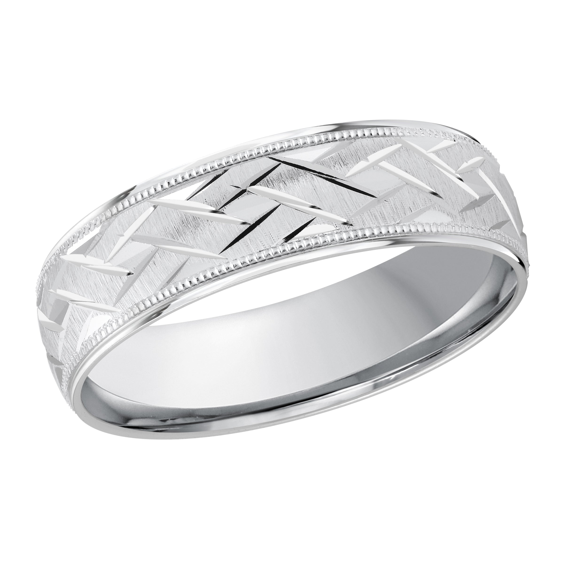 6mm 10K White Gold Interlaced Pattern Wedding Band