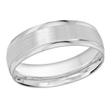 6mm 18K White Gold Satin Angled-Edge Wedding Band