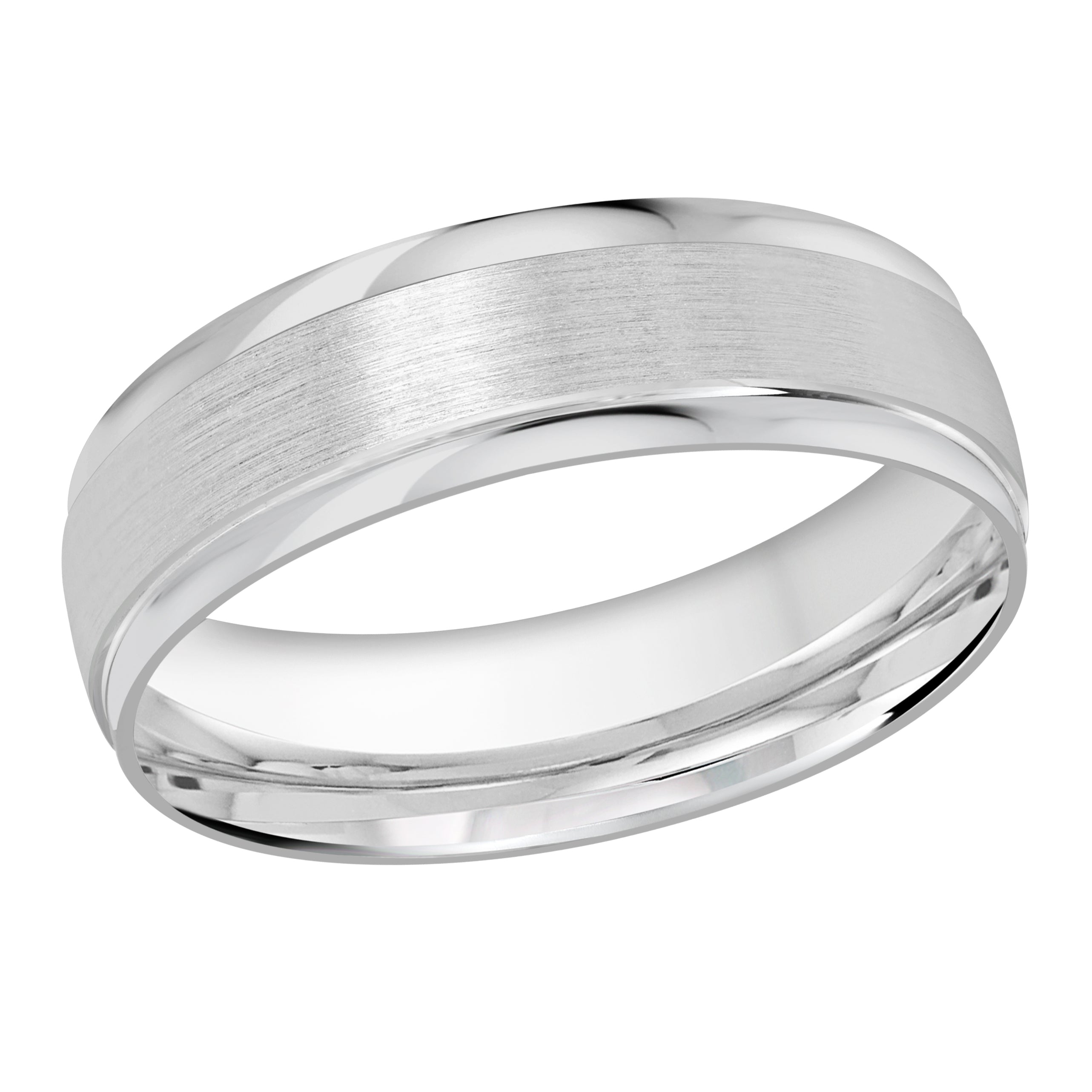 6mm Platinum Satin Angled-Edge Wedding Band