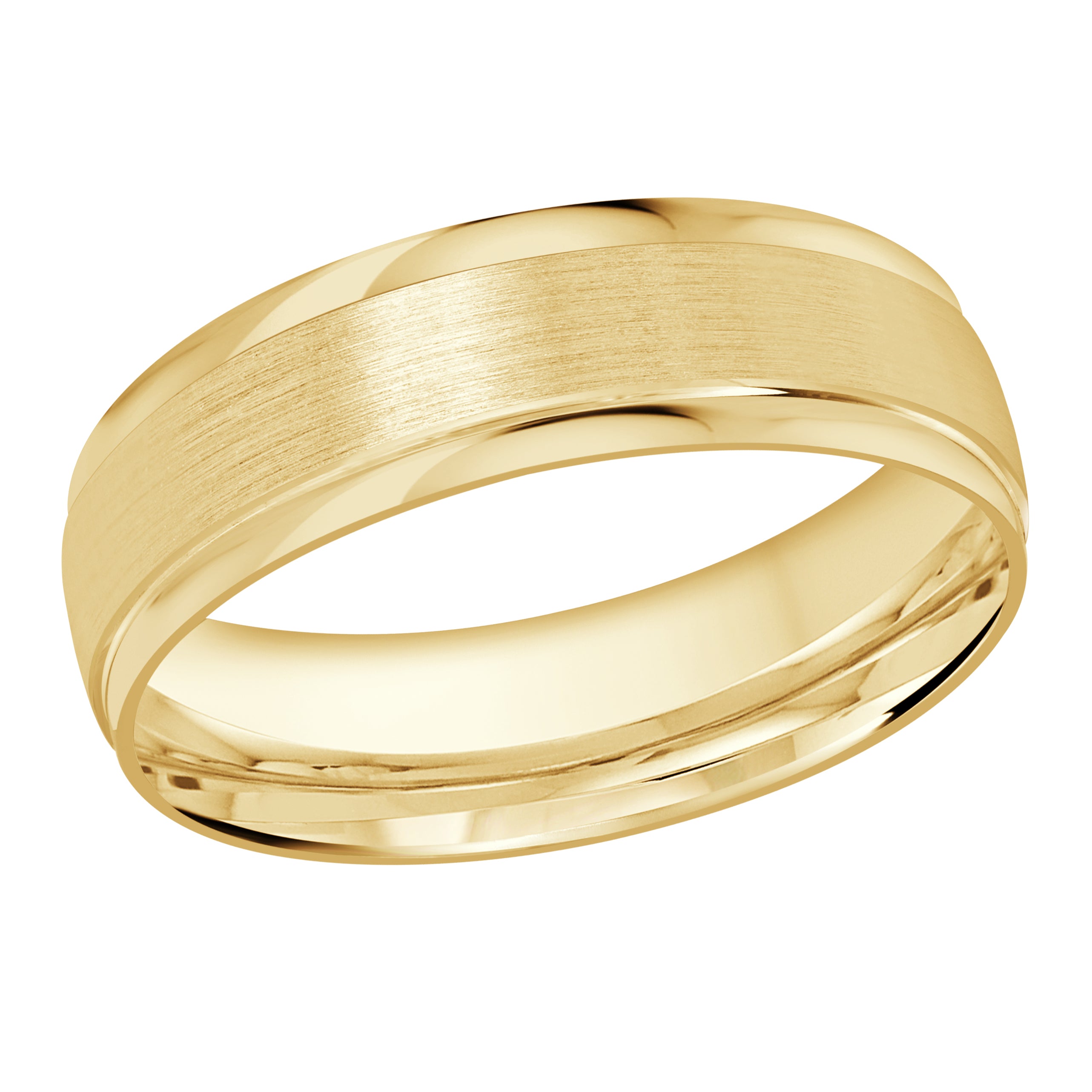6mm Yellow-Tone Satin Angled-Edge Wedding Band