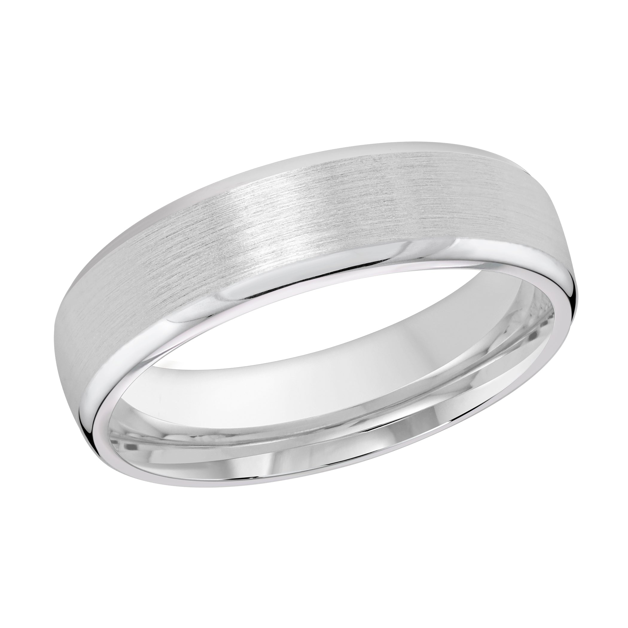 6mm 18K White Gold Classic Satin Wedding Band