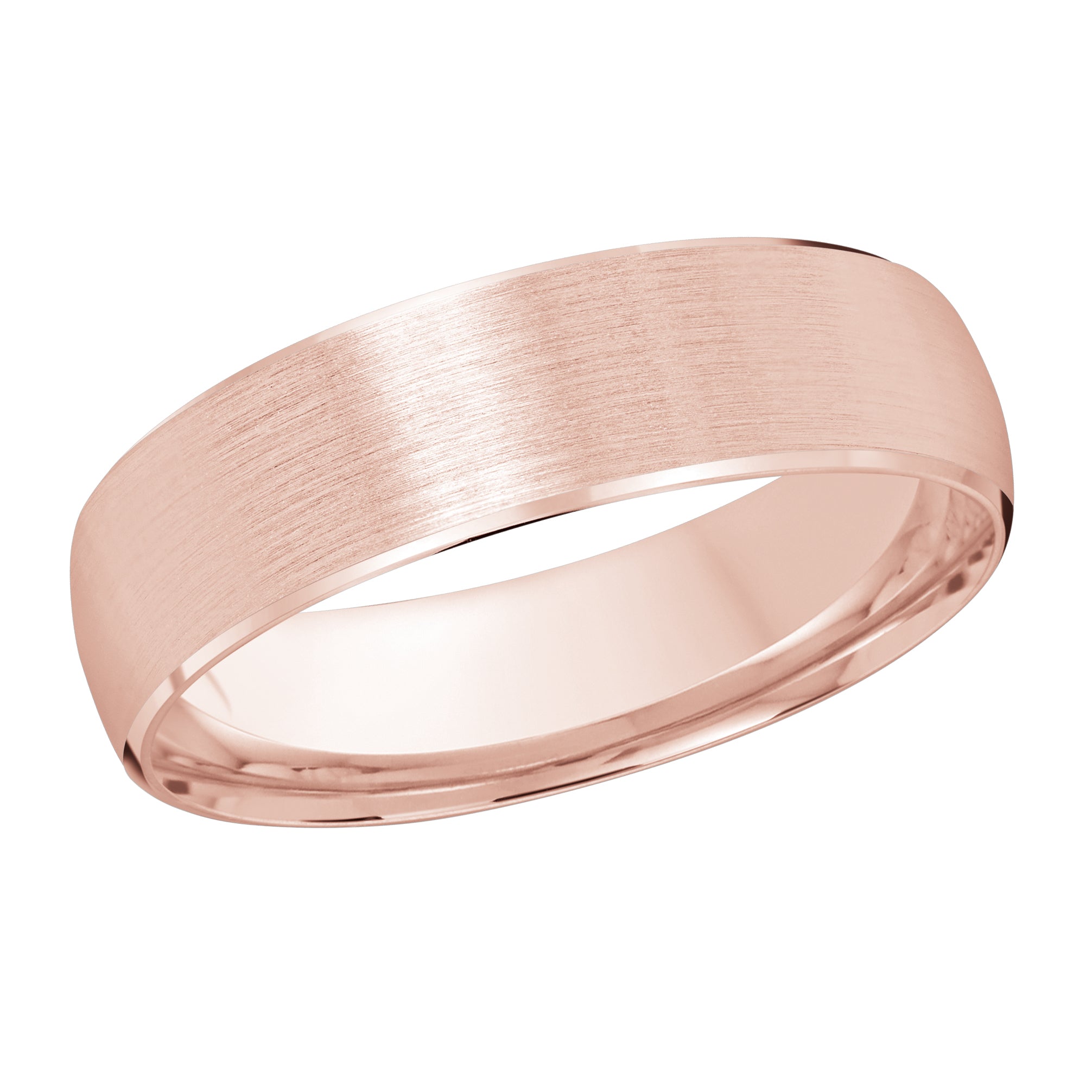 6mm 18K Rose Gold Flat Satin Wedding Band