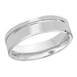 6mm 10K White Gold Grooved Satin Wedding Band