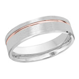 6mm White and Rose Two-Tone Grooved Satin Wedding Band