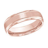 6mm 18K Rose Gold Satin Bordered Wedding Band