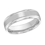 6mm 18K White Gold Satin Bordered Wedding Band