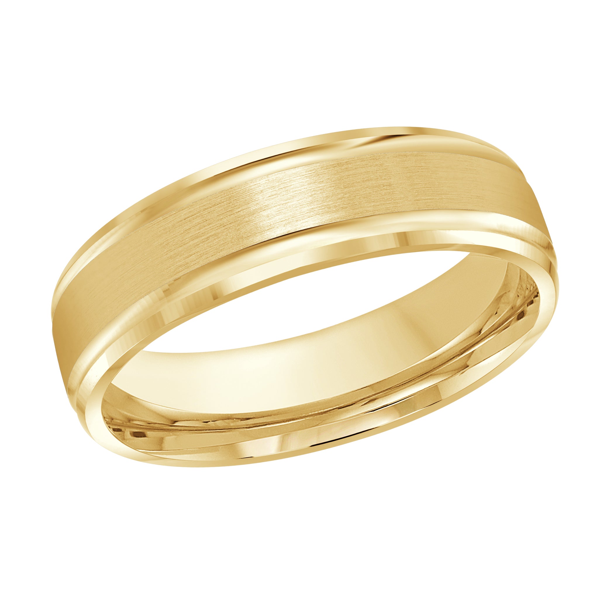 6mm Yellow-Tone Satin Bordered Wedding Band