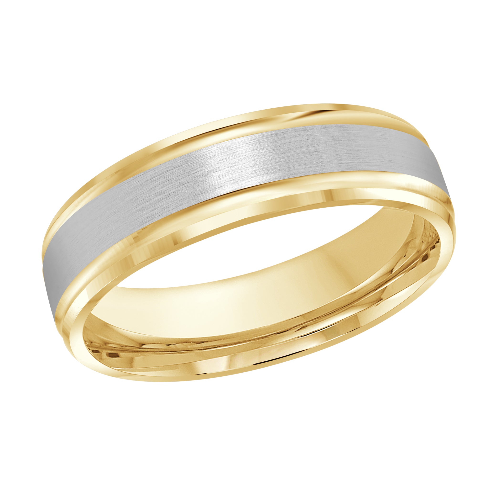 6mm Yellow and White Two-Tone Satin Bordered Wedding Band