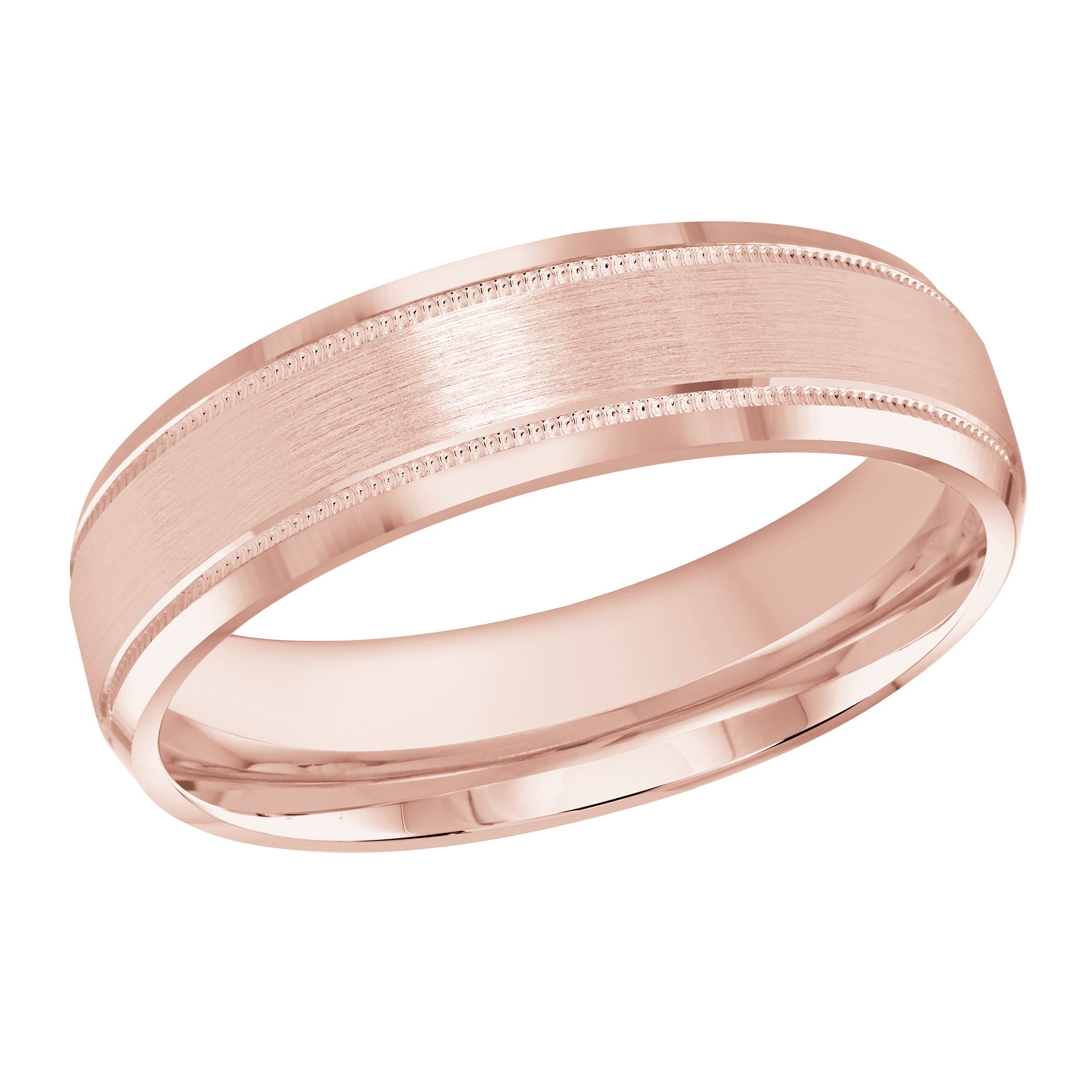 6mm 10K Rose Gold Satin Detailed-Edge Wedding Band
