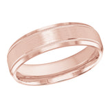 6mm 18K Rose Gold Satin Detailed-Edge Wedding Band
