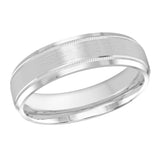 6mm Platinum Satin Detailed-Edge Wedding Band