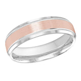 6mm 18K White and Rose Gold Satin Detailed-Edge Wedding Band