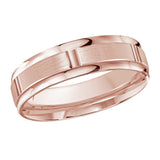 6mm 18K Rose Gold Segmented Center Wedding Band