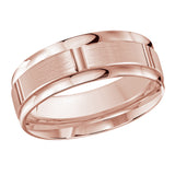 8mm 18K Rose Gold Segmented Center Wedding Band