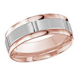8mm Rose and White Two-Tone Segmented Center Wedding Band