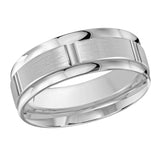 8mm 10K White Gold Segmented Center Wedding Band