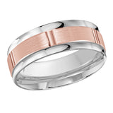 8mm 18K White and Rose Gold Segmented Center Wedding Band