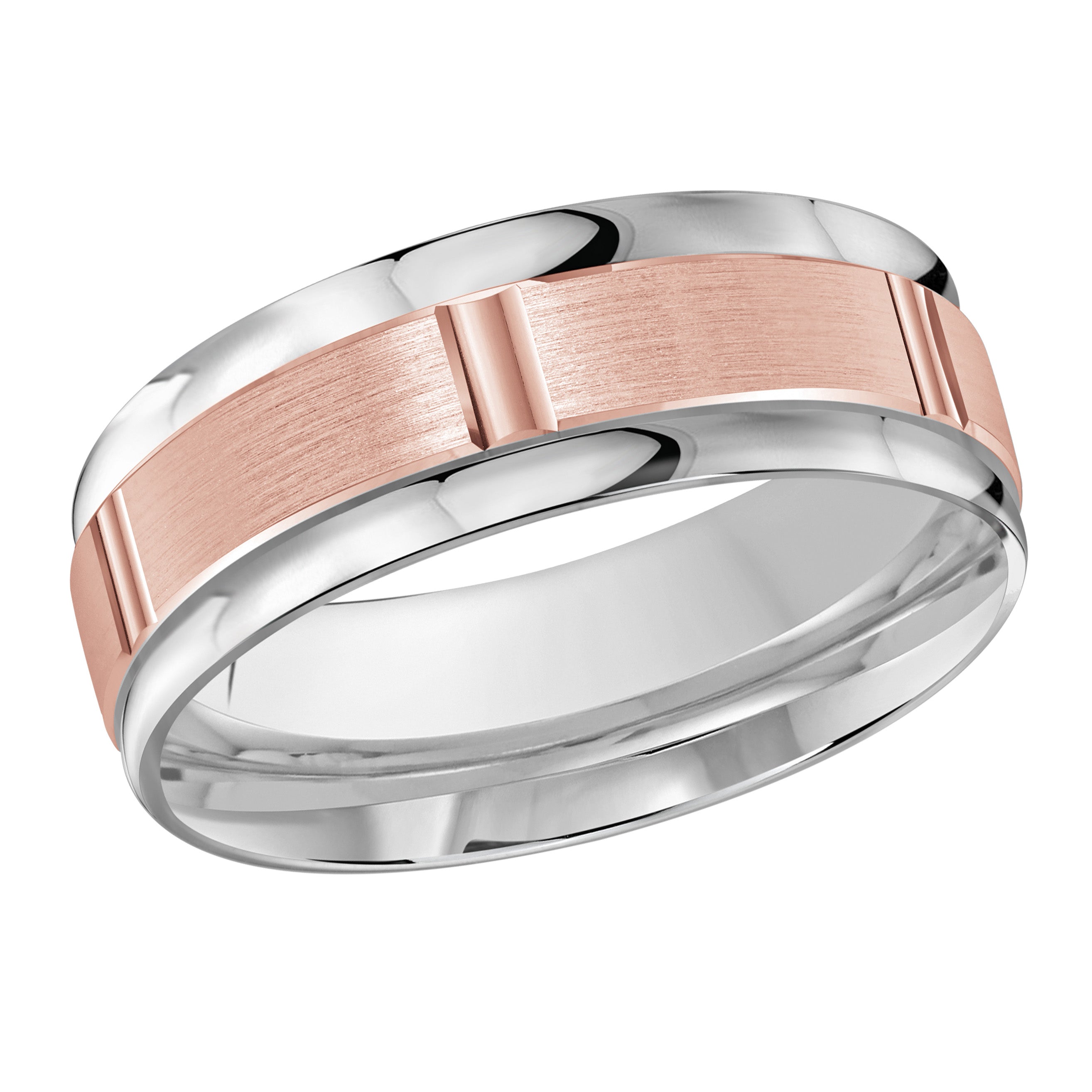 8mm Segmented Center Wedding Band