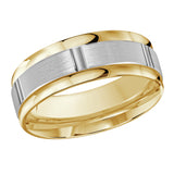8mm 18K Yellow and White Gold Segmented Center Wedding Band