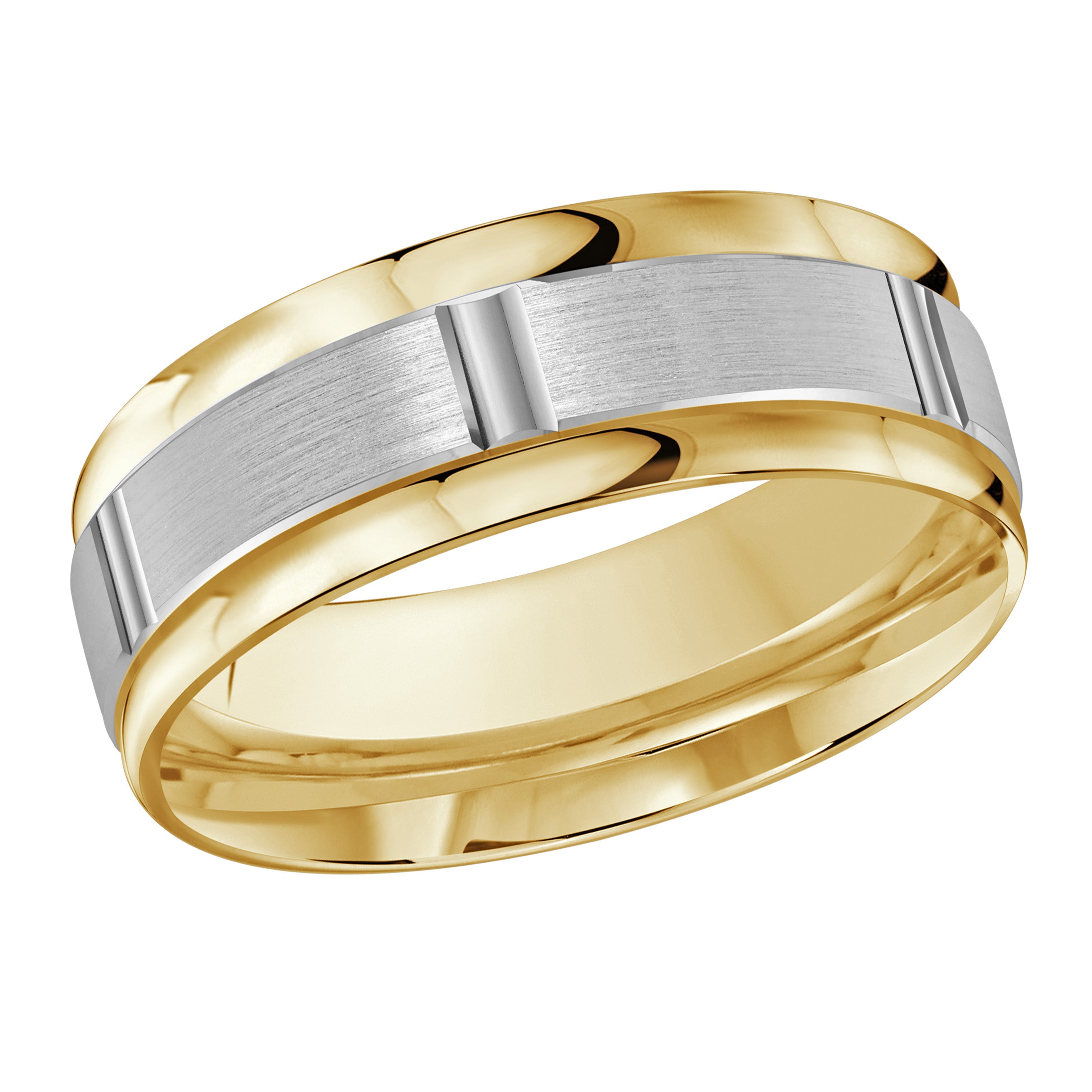 8mm Yellow and White Two-Tone Segmented Center Wedding Band