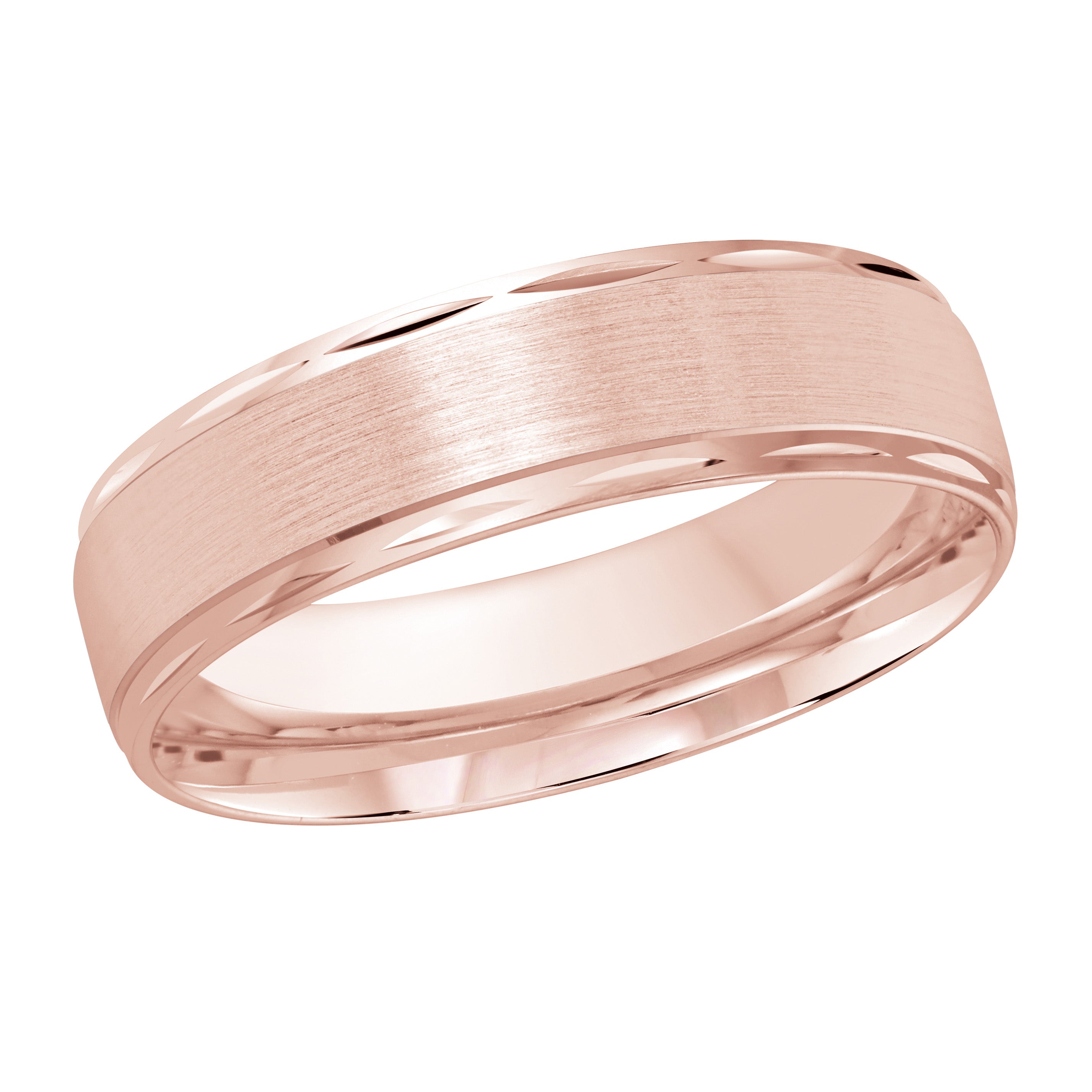 6mm 18K Rose Gold Satin Double-Groove Wedding Band