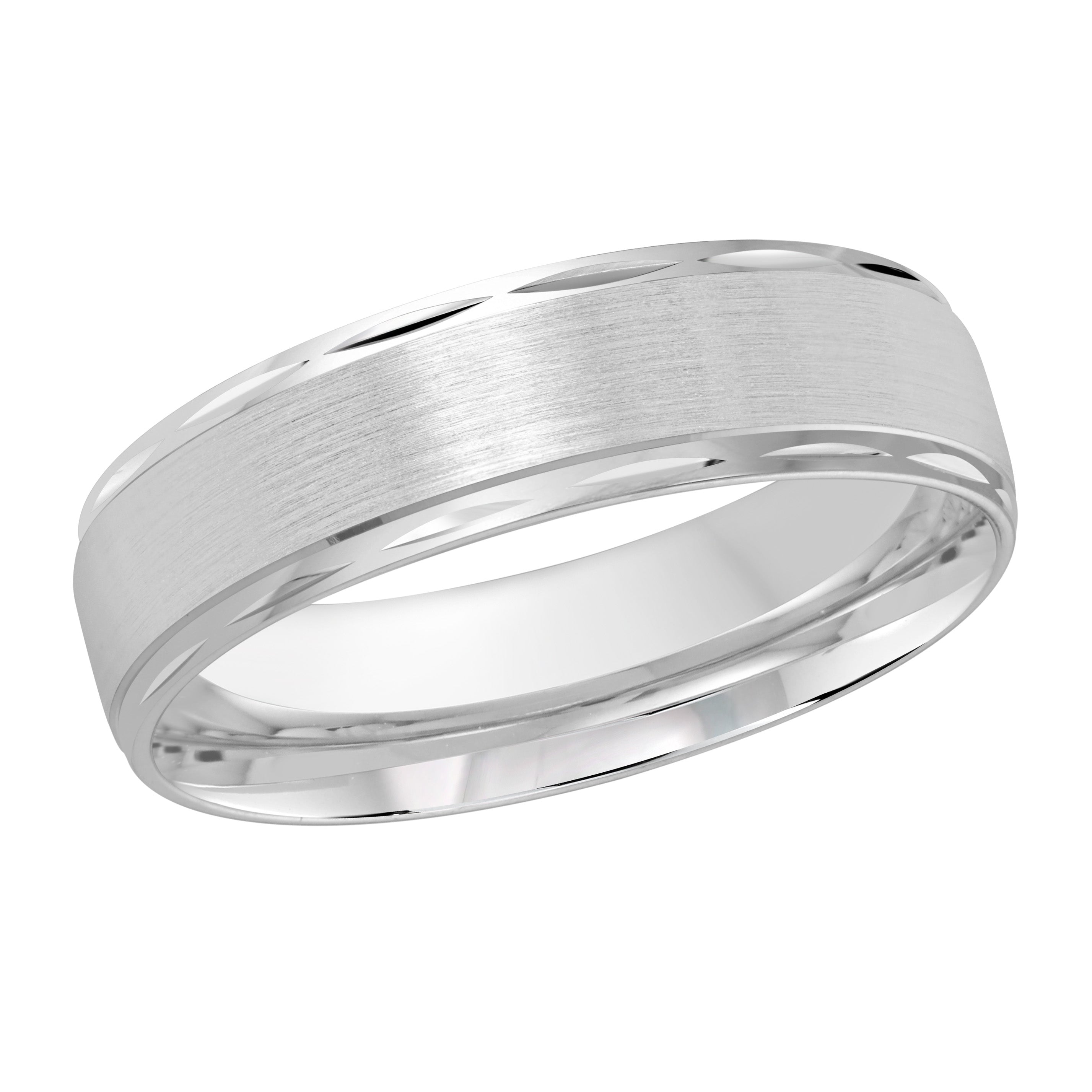 6mm 10K White Gold Satin Double-Groove Wedding Band