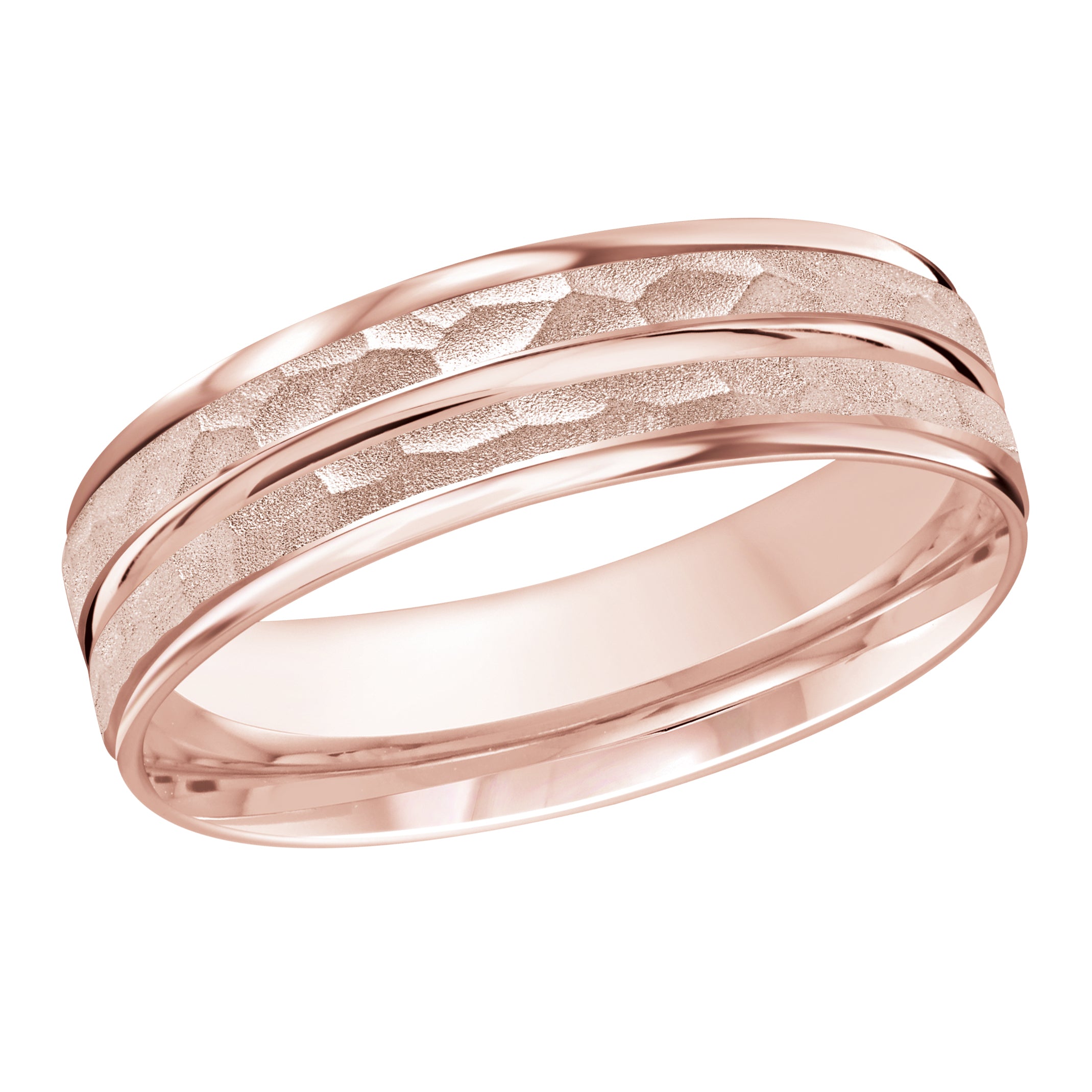 7mm Hammered Grooved Wedding Band