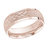 7mm Hammered Beveled-Edge Wedding Band