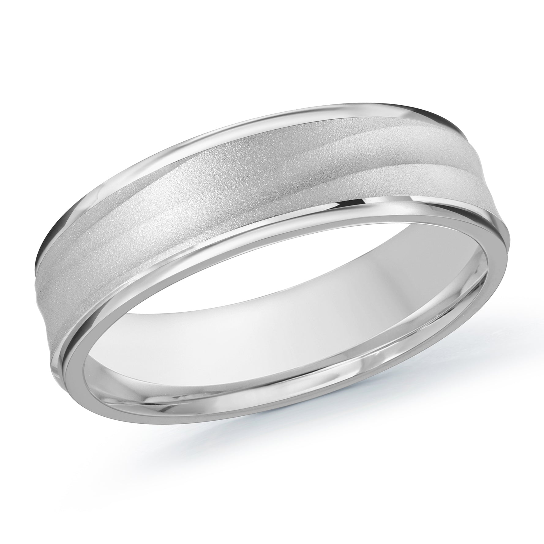 6mm 10K White Gold Sandblasted Wedding Band