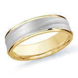 6mm 18K Yellow and White Gold Sandblasted Wedding Band