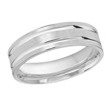 6mm 14K White Gold Satin Twin-Groove Wedding Band