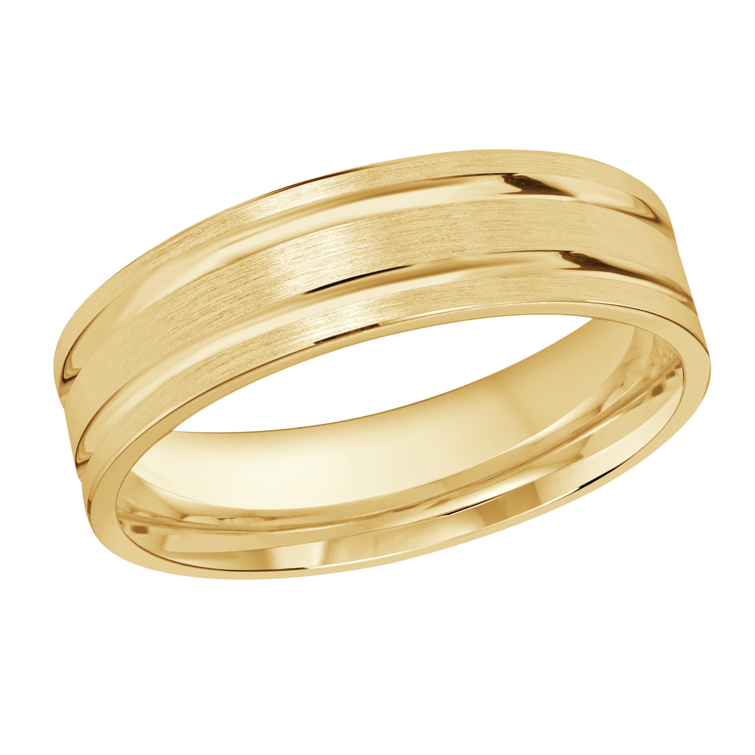 6mm 10K Yellow Gold Satin Twin-Groove Wedding Band