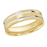 6mm 14K Yellow and White Gold Satin Twin-Groove Wedding Band