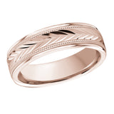 6mm Rose-Tone Angular Pattern Wedding Band