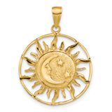 14k Diamond-cut Sun with Moon and Stars Charm