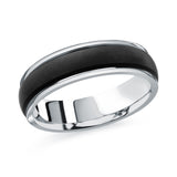 6mm White-Tone Domed Dark-Center Wedding Band
