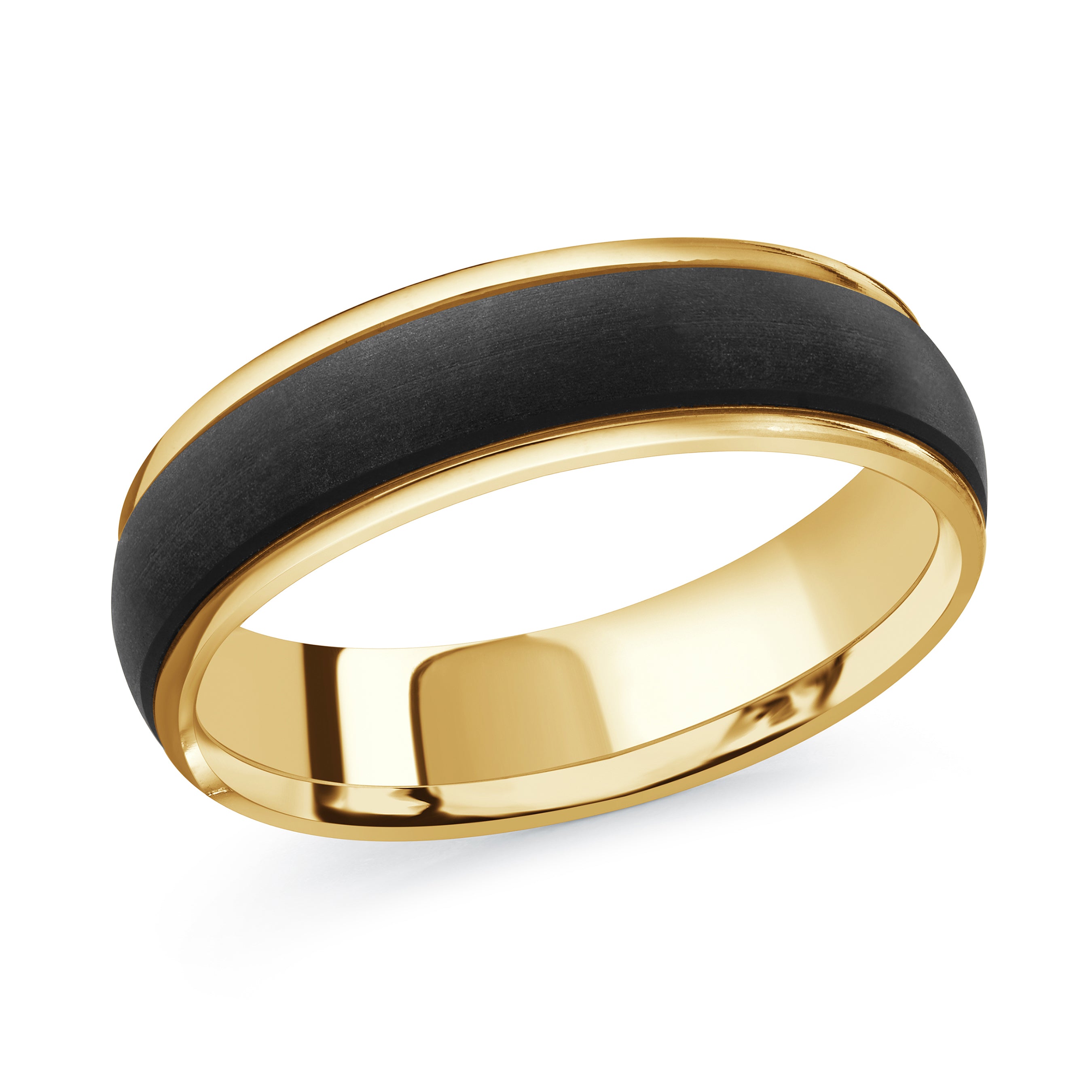 6mm 14K Yellow Gold Domed Dark-Center Wedding Band